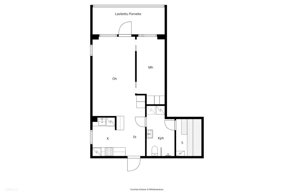 Plan - Two-Room Flat with Glazed Balcony in Espoo