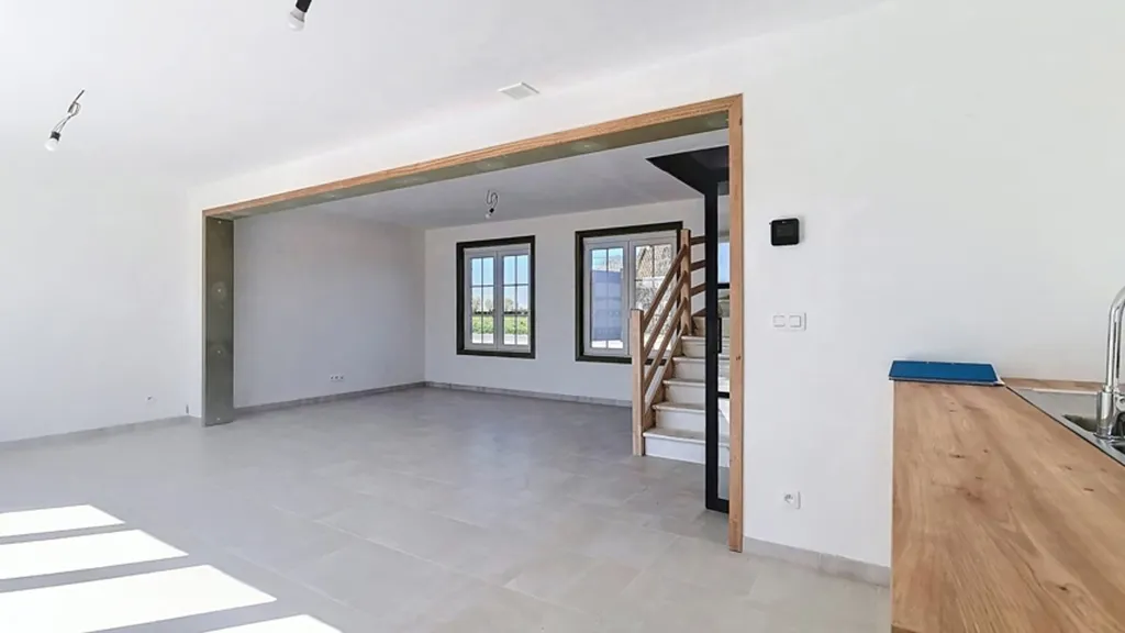Séjour - Villa Neuve avec Vue Campagne à Saint-Ghislain