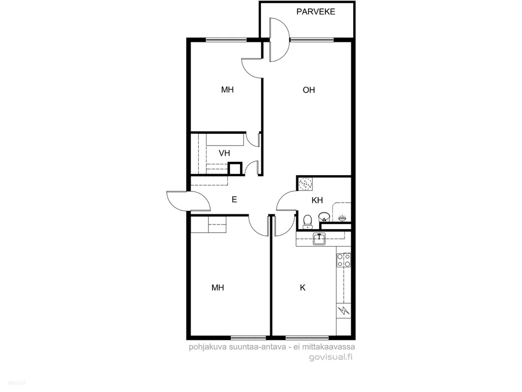 Plan - 3-Bedroom Apartment with Balcony in Central Location