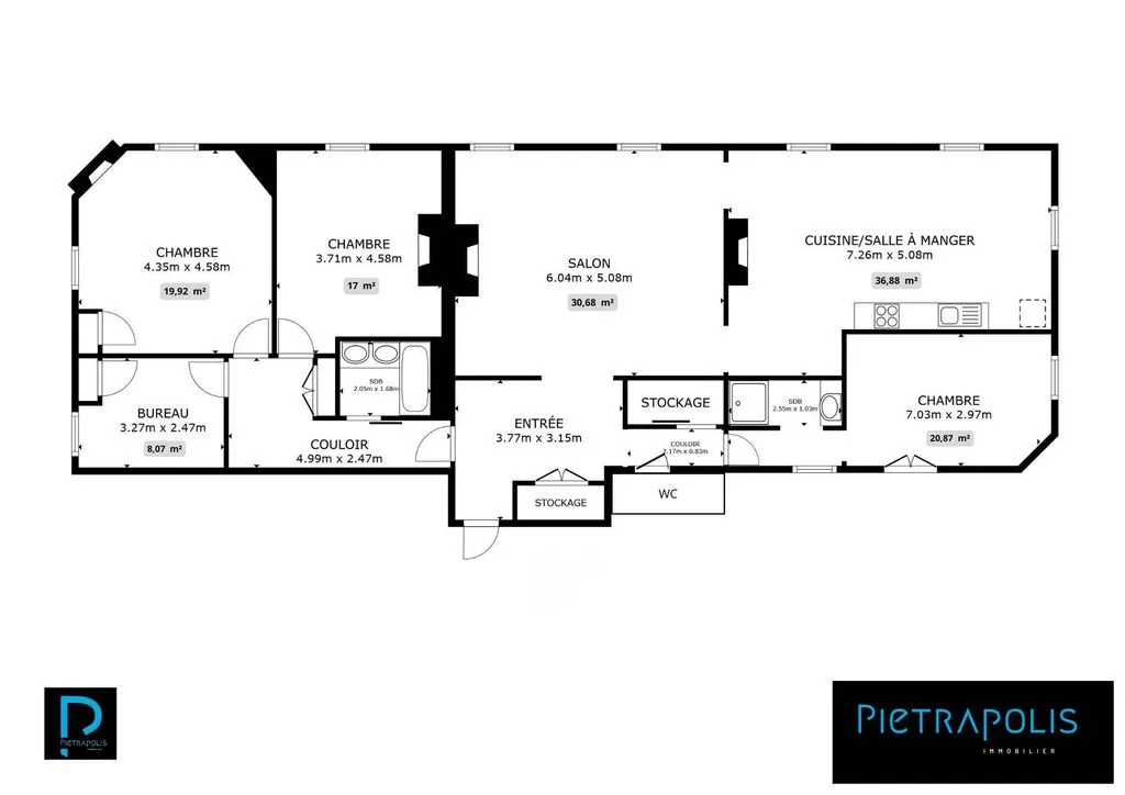 Floor Plan - Characterful Flat with Church View in Lyon 7th
