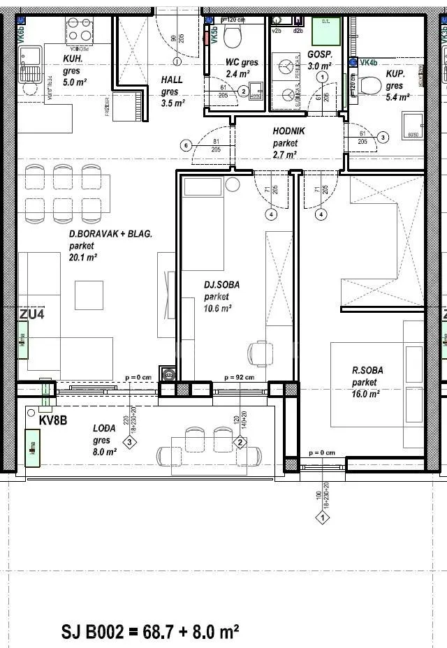 Plan - 3-Bedroom Apartment with Terrace in Čakovec