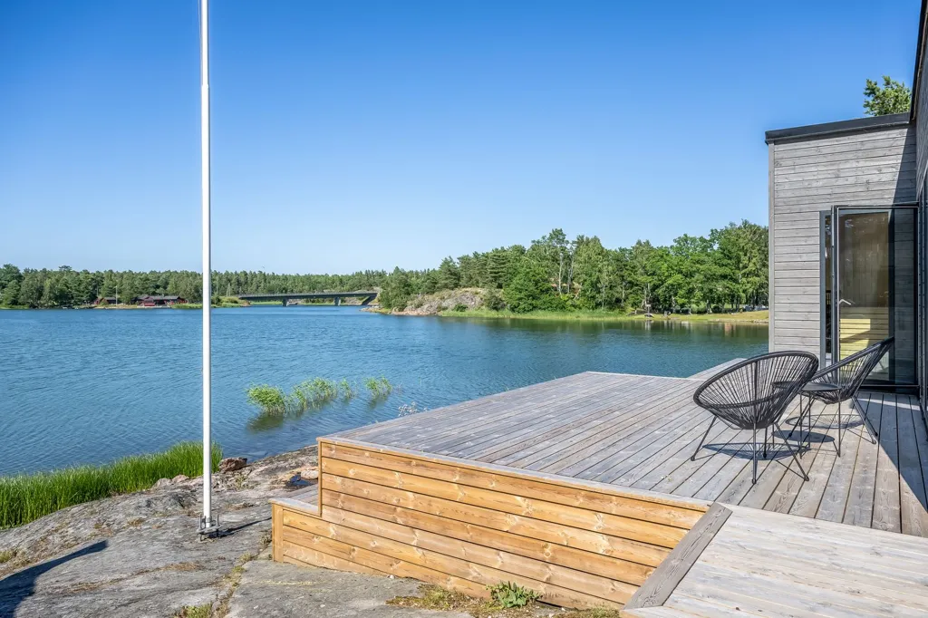 Terrace - Modern Seafront Villa in Söderköping