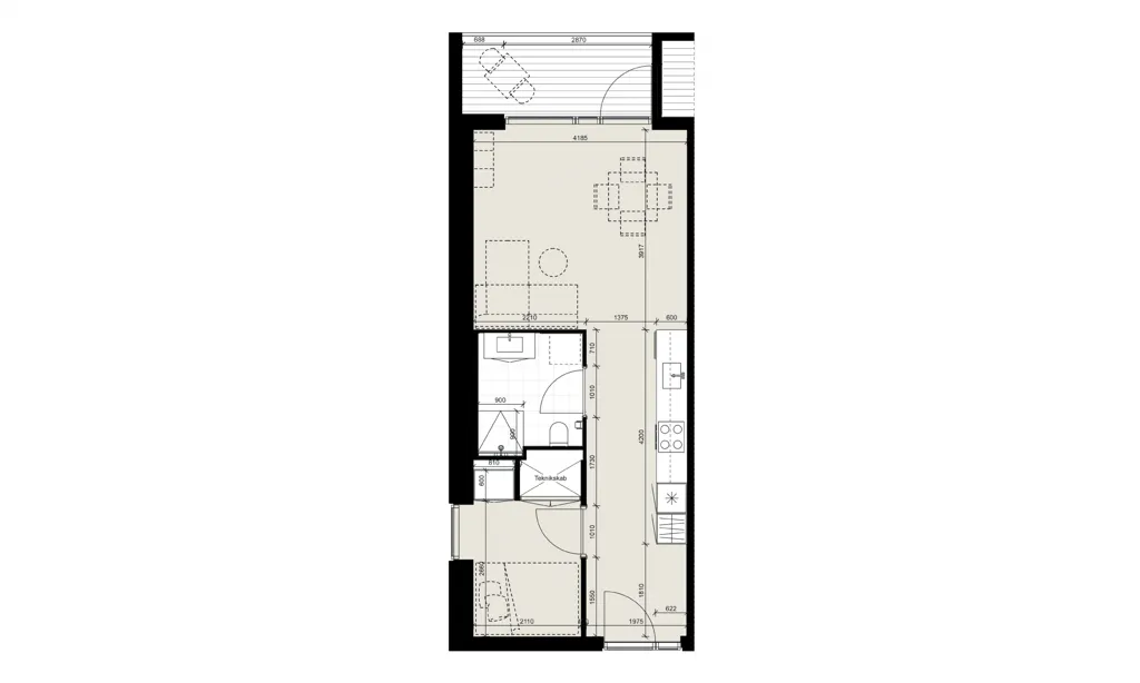 Plan - Two-Bedroom Apartment with Private Balcony in Odense
