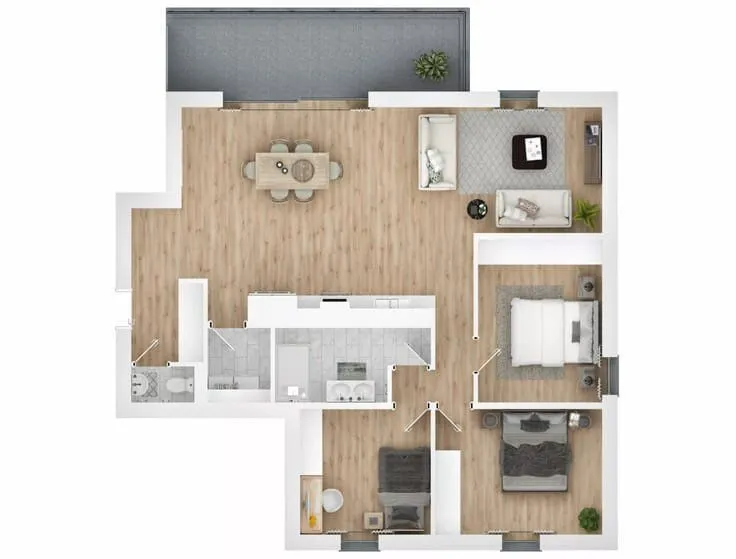 Floor Plan - New Flat with Terrace in Saint-Mard