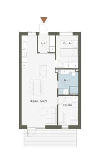 Floor Plan - Terraced House with Balcony in Smørum