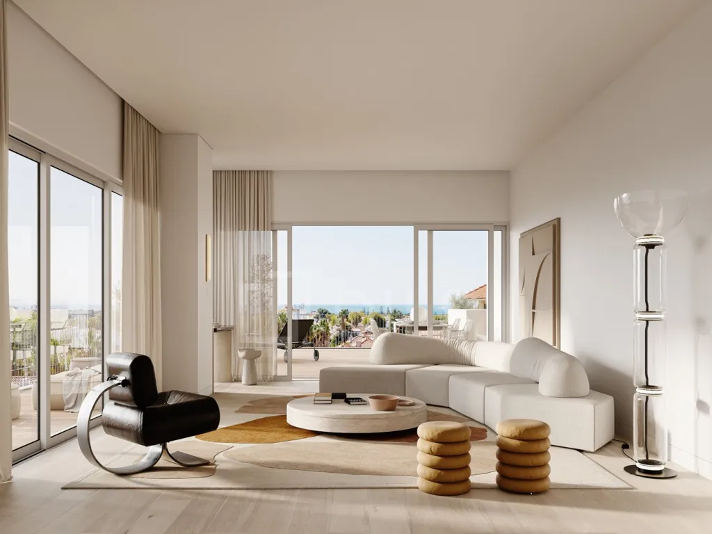 Living Room - Contemporary Apartment with Balcony in Carcavelos