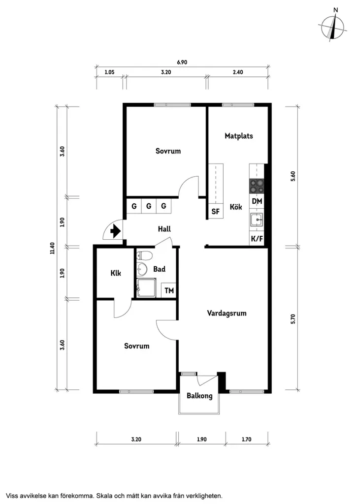 Plan - Apartment with Balcony in Gårdskulla