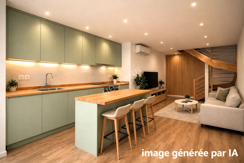 Cucina - Refurbished Triplex with Terrace in Heyrieux