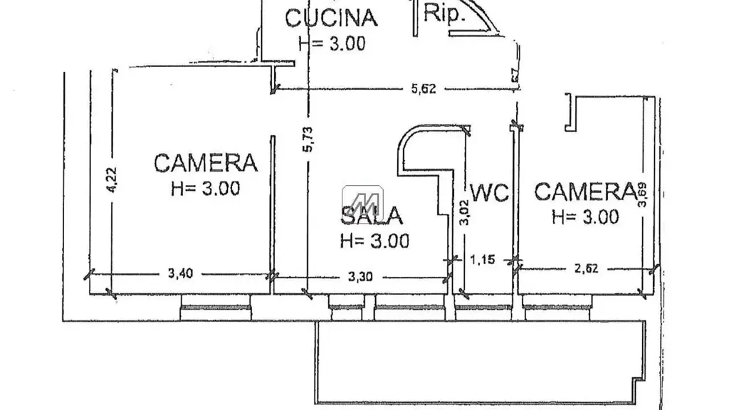 Plan - Trilocale with Terrace in Quarto, Genoa