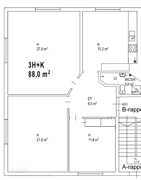Plaan - Spacious Apartment in Kajaani, 2nd Floor