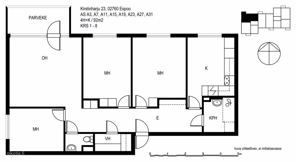 Plan - Spacious 4-Bedroom Flat with Balcony in Suvela, Espoo