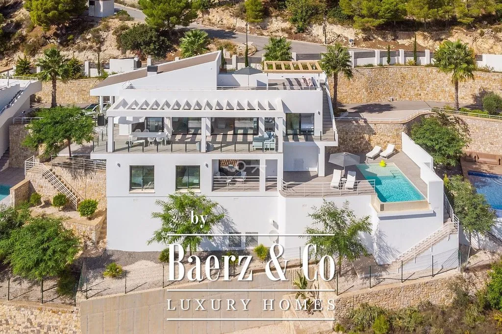Vue aérienne - Luxury Villa with Panoramic Terraces in Altea