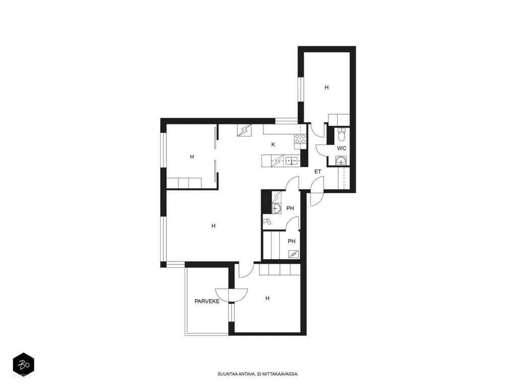 Plaan - Apartment with Balcony and Sauna in Tapiola