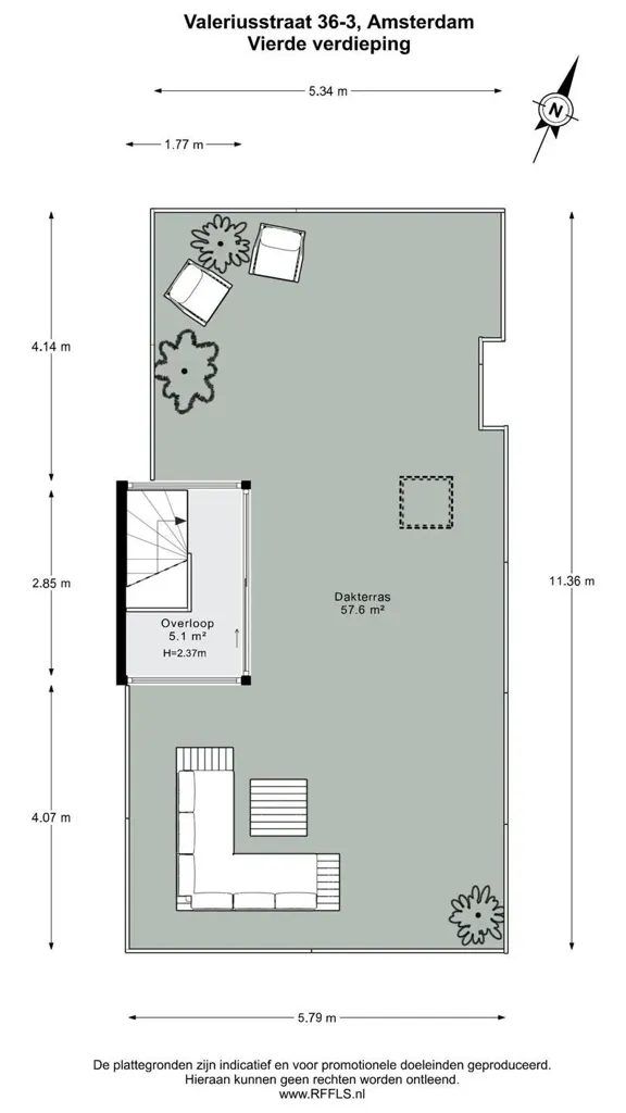 Planimetria - Apartment with Rooftop Terrace in Amsterdam Oud-Zuid