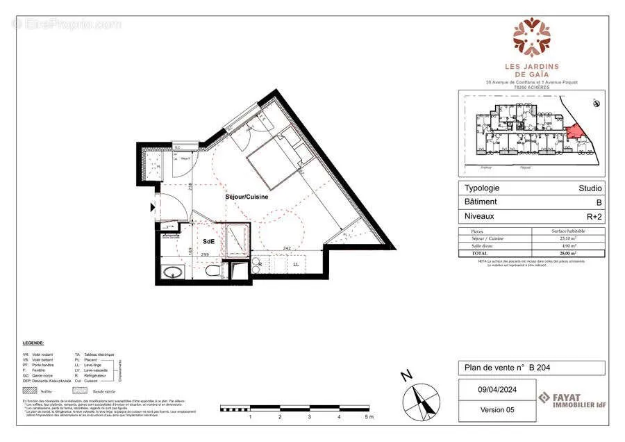 Plan - Studio en Centre-Ville d'Achères
