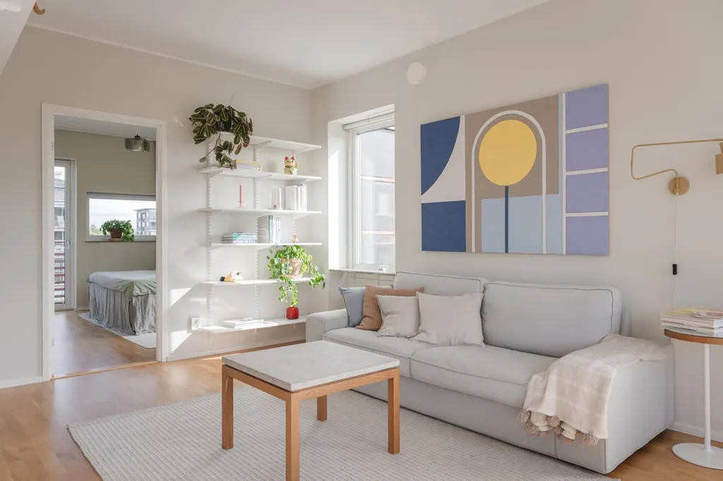 Living Room - Luxury Flat with Ballingslöv Kitchen in Green Setting