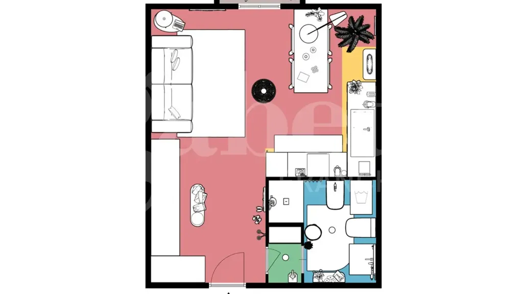 Plan - Studio with Balcony in Milan