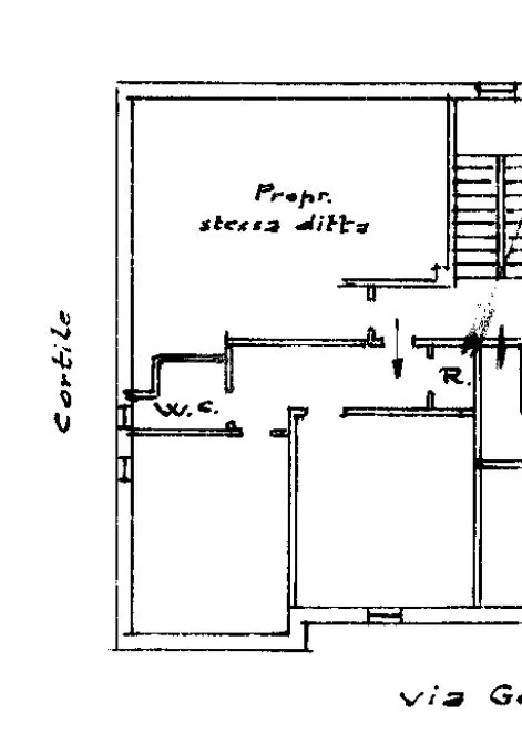 Plan - Rear-Converted Apartment with Balcony in Turin