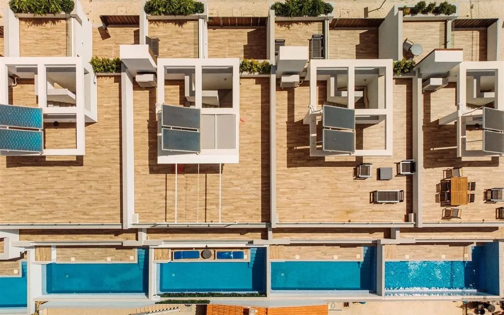 Vue aérienne - Contemporary Semidetached with Rooftop in Fuseta
