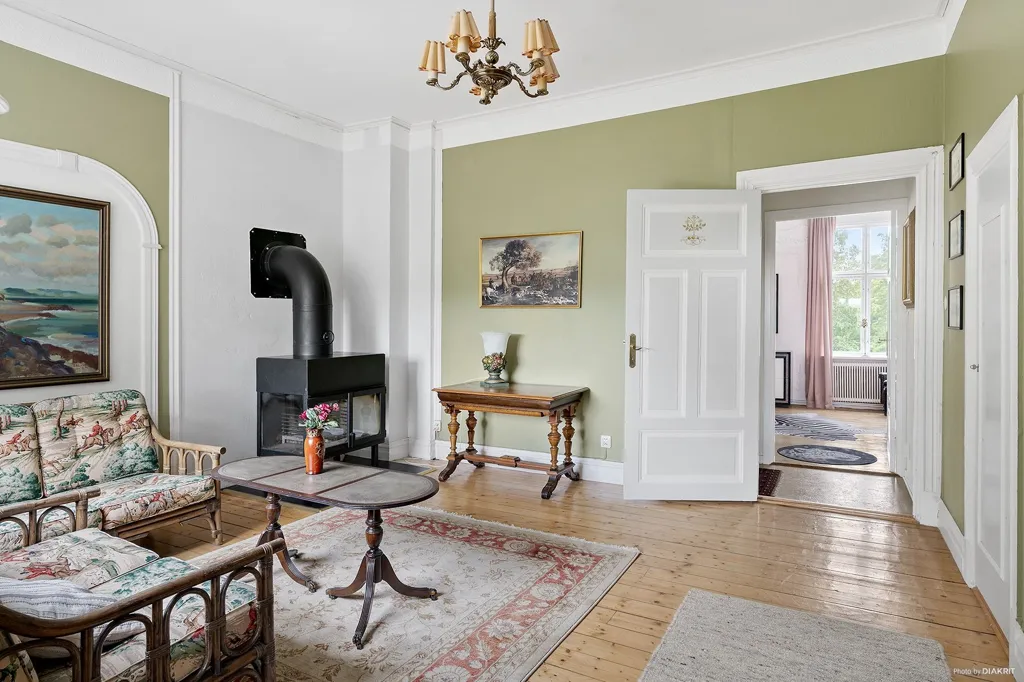 Living Room - Historic Manor with River View in Blekinge