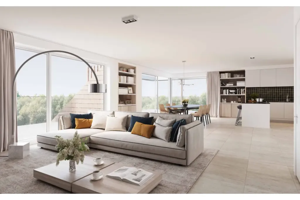 Living Room - New Apartment with Spacious Terrace in Nieuwpoort