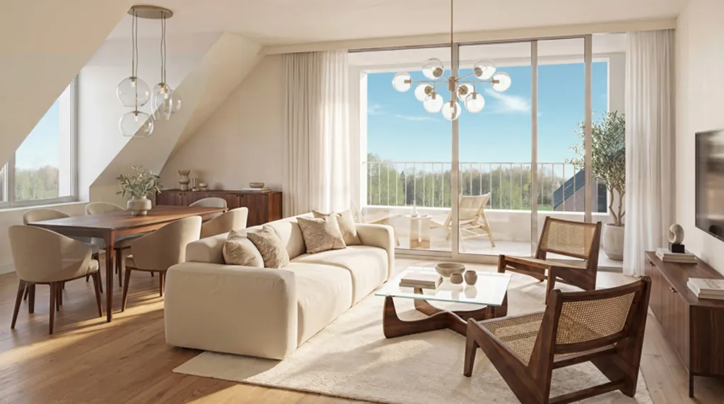 Séjour - Appartement Contemporain avec Terrasse à Gembloux