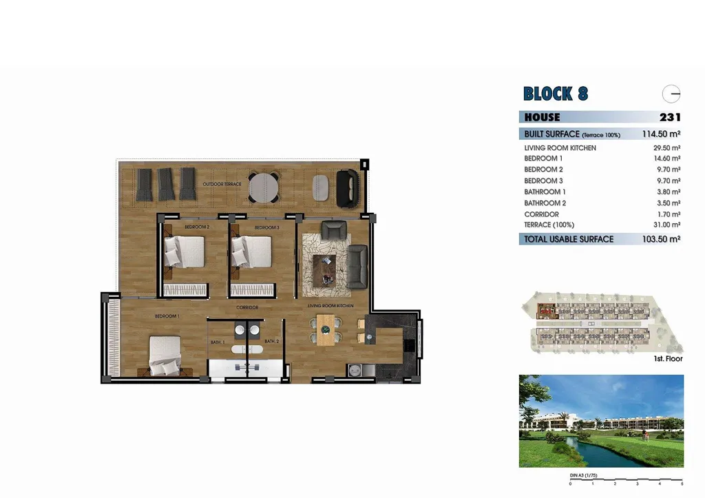 Plan - Golf-Adjacent Apartments with Pool in Los Alcázares