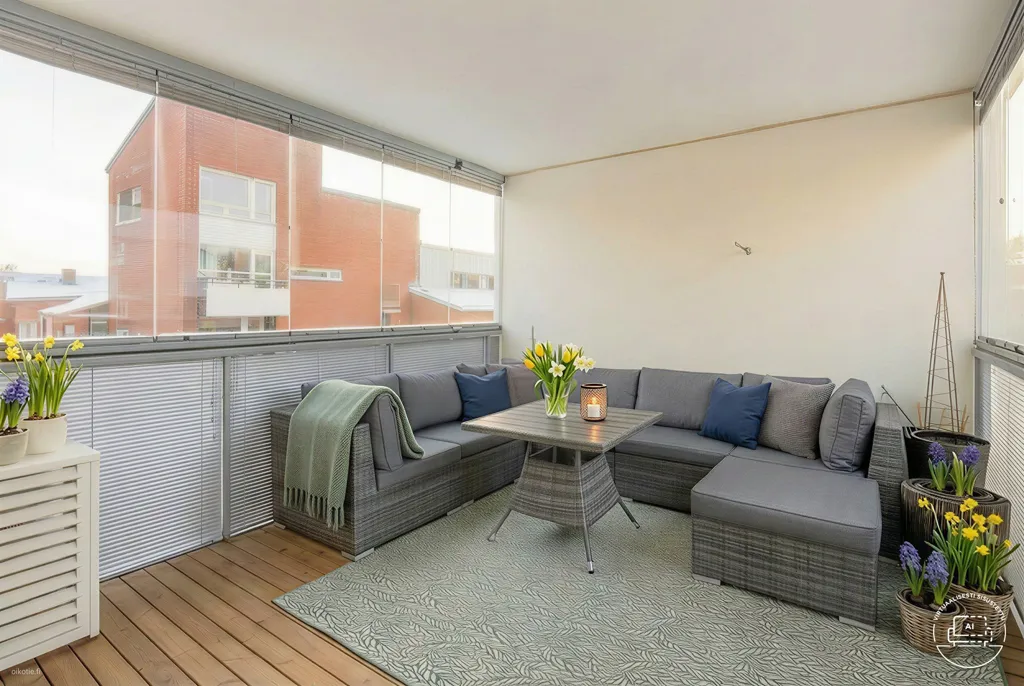 Balcon - Top-Floor Flat with Glazed Terrace in Malminkartano