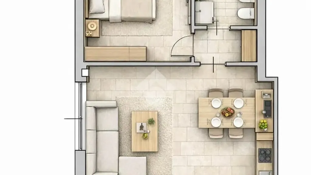 Plaan - Modern Studio with Balcony in Cantù