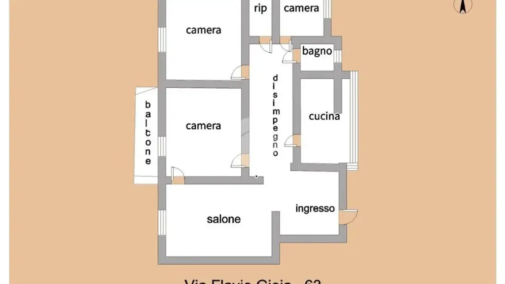 Plan - 1970s Apartment with Balcony in Palermo