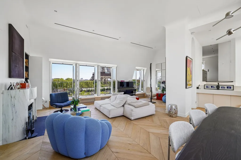 Séjour - Appartement de Luxe avec Vue Tour Eiffel à Paris 16