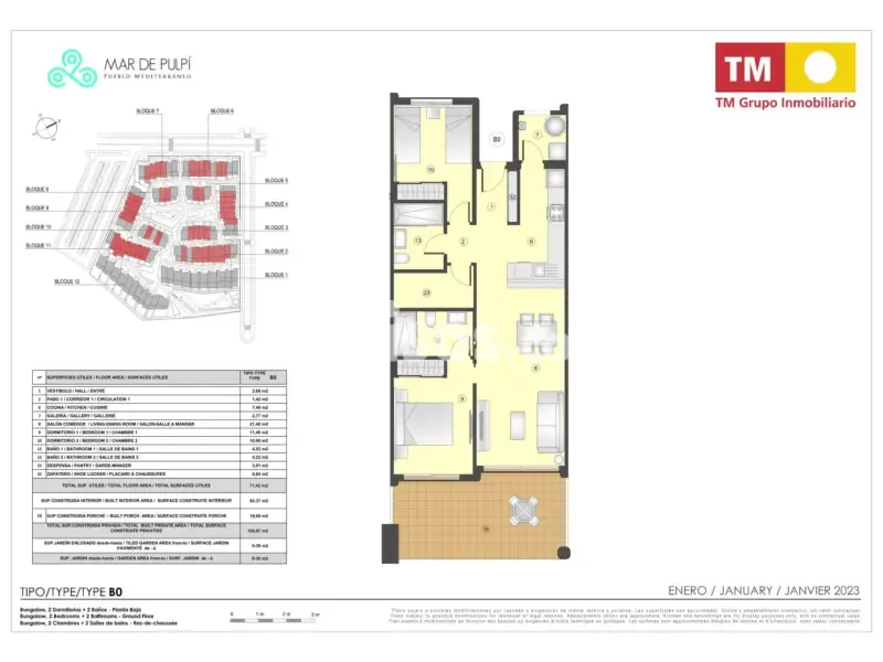 Plan - New Build Adosada with Garage in Pulpí
