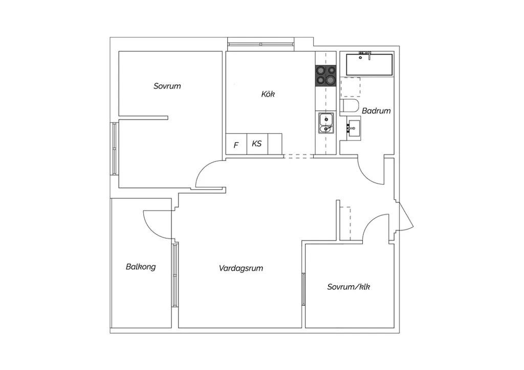 Plaan - Spacious Two-Bedroom with West Balcony in Mölnlycke