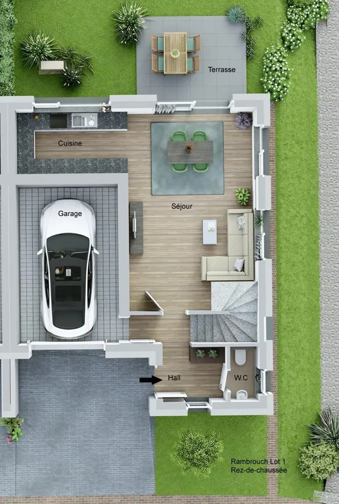 Plan - Maison Jumelée avec Terrasse à Rambrouch