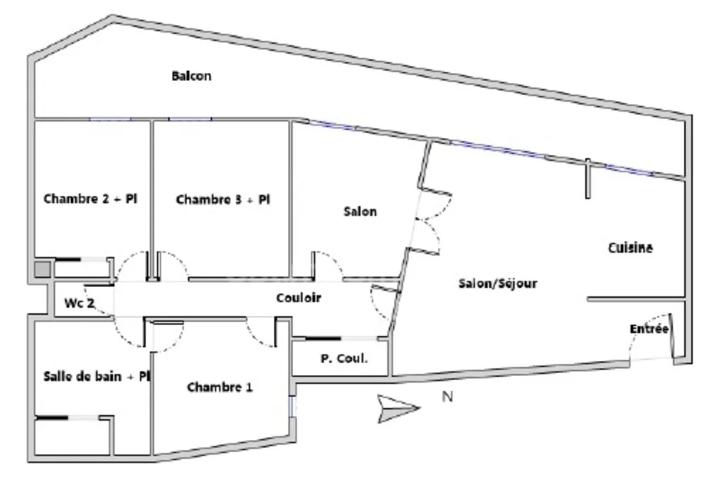 Floor Plan - Spacious Apartment with Balcony in Toulouse Centre