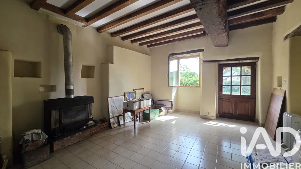 Living Room - Traditional Stone House with Garden in Guichen