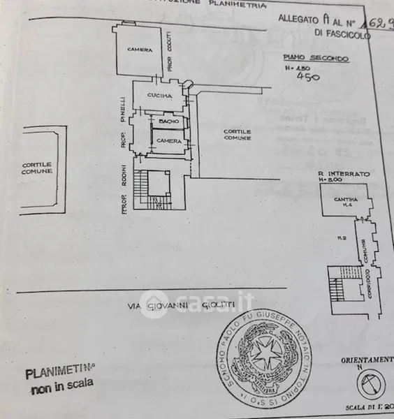 Plan - Rustic Trilocale with Ascender in Torino