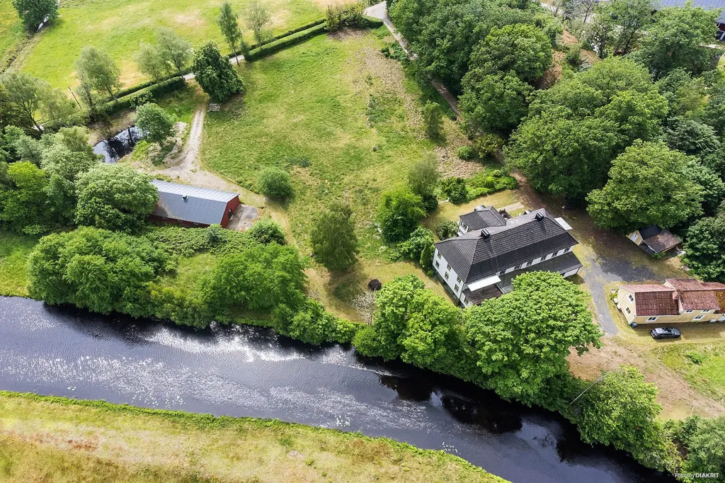 Aerial - Historic Manor with River View in Blekinge