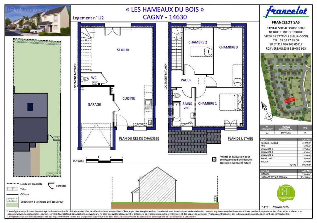 Plan - Maison Neuve T4 avec Jardin à Cagny