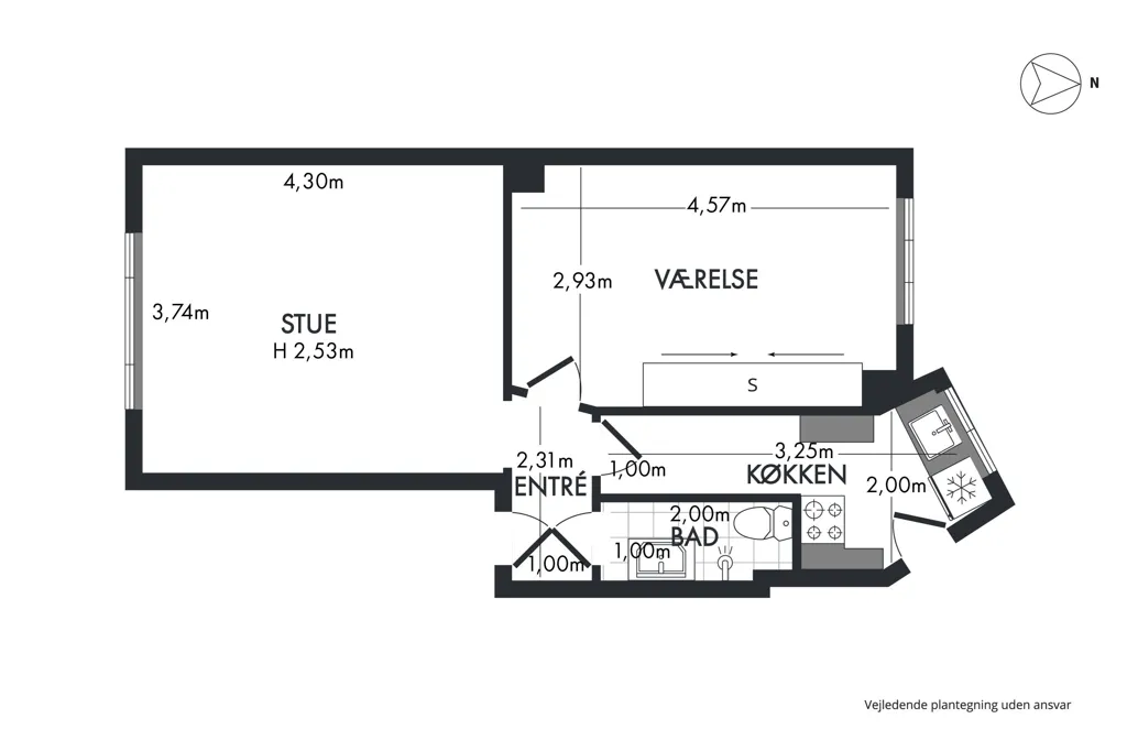 Planimetria - Shareable Flat Near Metro in Østerbro