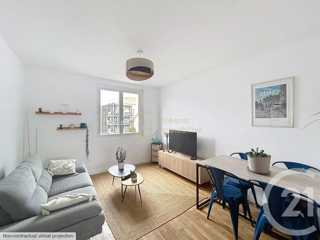 Séjour - Appartement Rénové avec Vue Sud à Rennes
