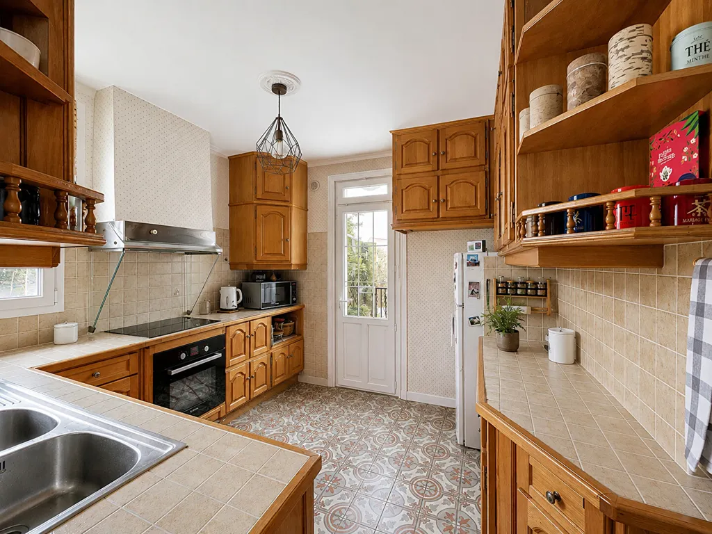 Kitchen - Meulière House with Garden in Montgeron