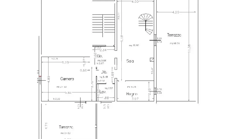 Plan - Two-Level Attico with Terraces in Vignola