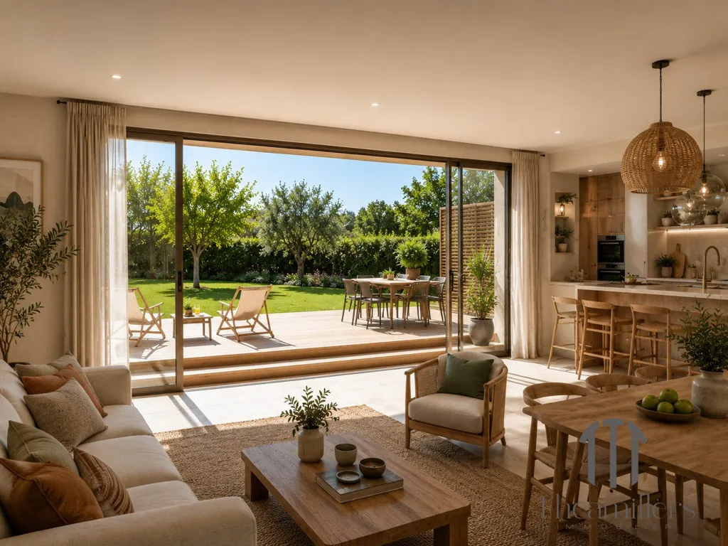 Séjour - Villa contemporaine avec vue dégagée à Saint-Étienne-du-Grès