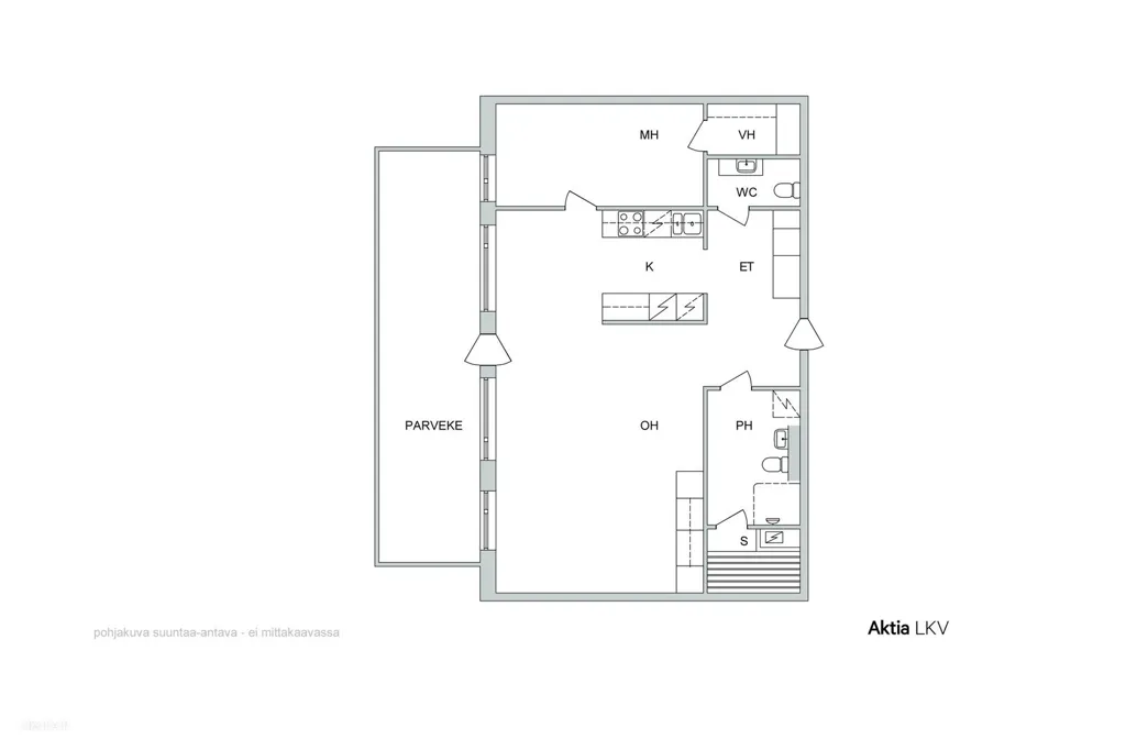 Floor Plan - Modern City Flat with West Balcony in Espoo