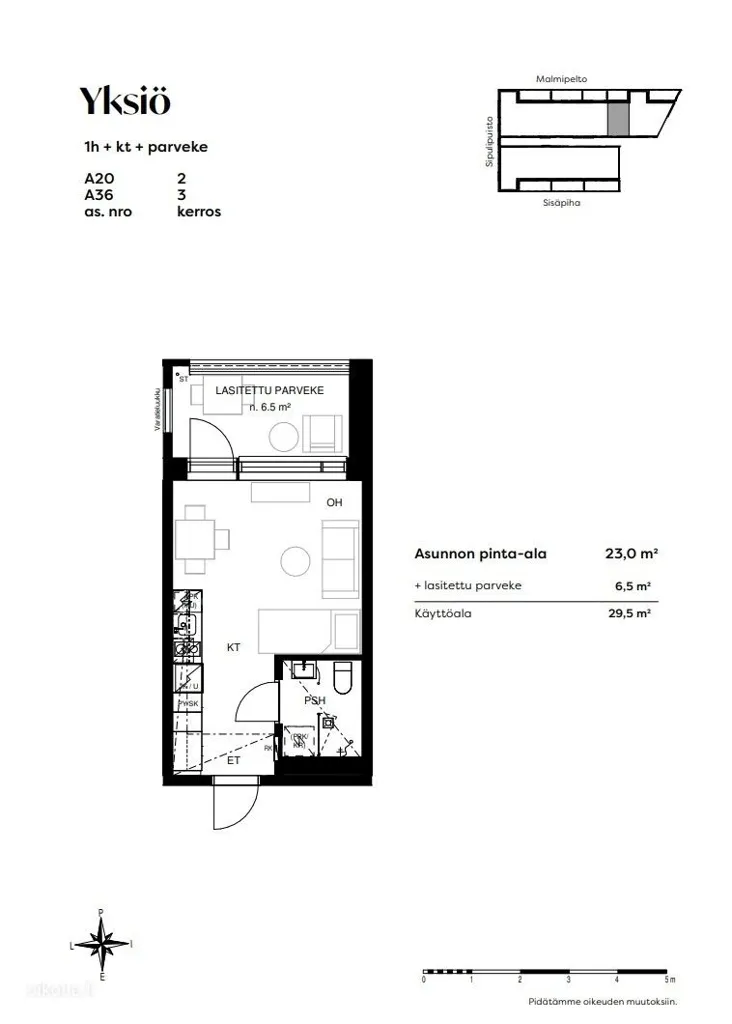 Plaan - Modern Flat with Glazed Balcony in Vantaa
