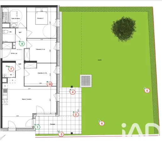 Plaan - Garden-Level Apartment with Terrace in Luce