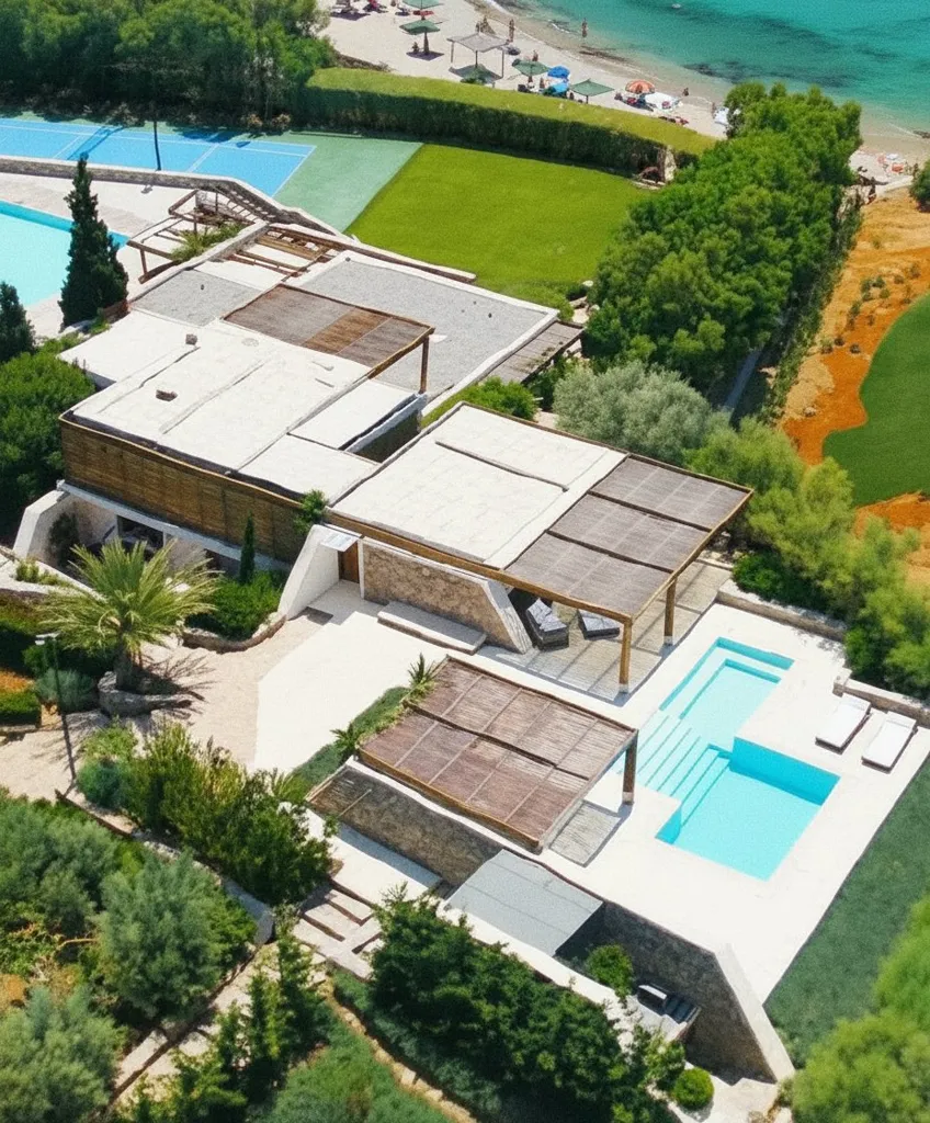 Vista aerea - Seafront Villa with Pools in Mavro Lithari