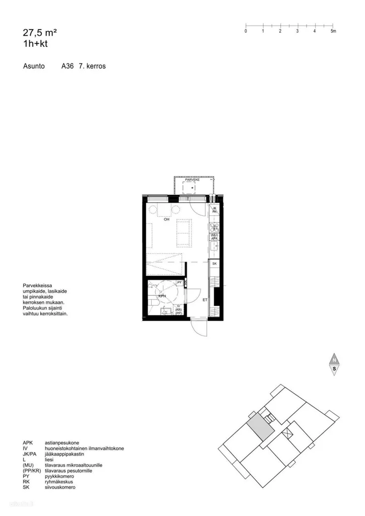 Plaan - 1-toaline korter asukohas FI
