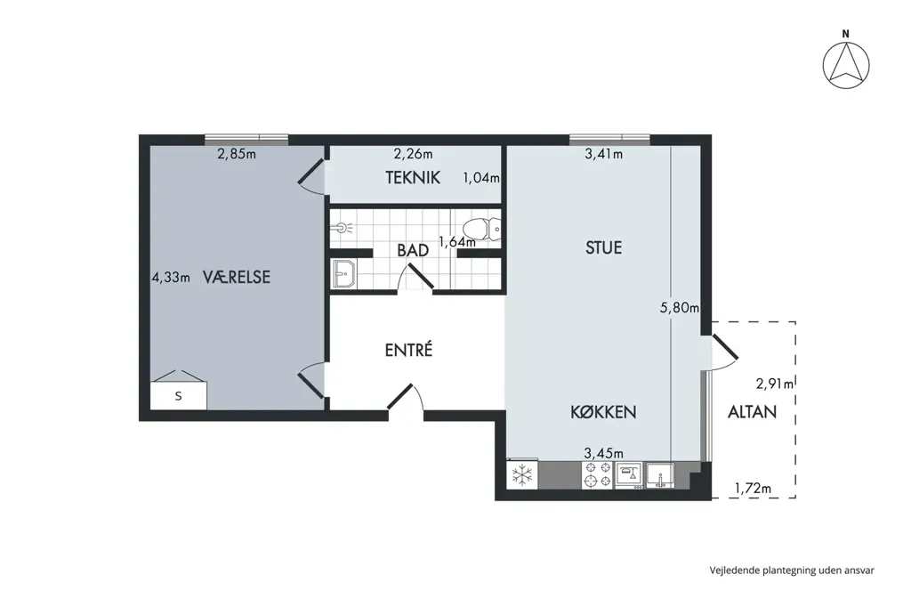 Planimetria - 2-Bedroom Apartment with Balcony in Odense